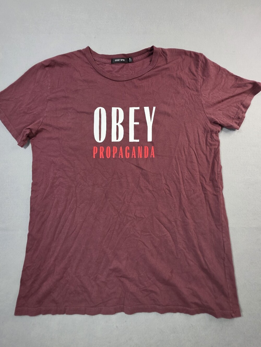 Obey N°89 Burgundy Crewneck Tee M